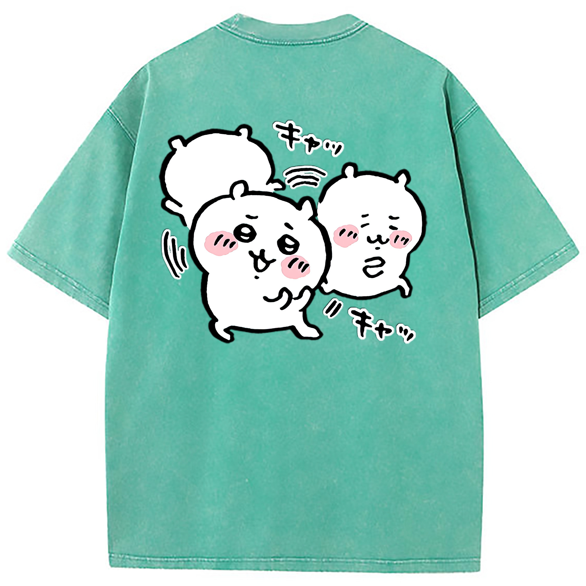 （画像用） ちいかわ ちいかわ Chii-kawa chiikawa 綿100% ヴィンテージ風 半袖Tシャツ（背面プリント）